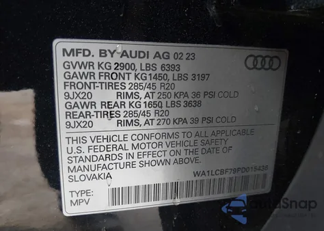 2023 Audi Q7 Premium Plus 45 Tfsi Quattro Tiptronic z USA, uszkodzony, nr VIN WA1LCBF79PD015436